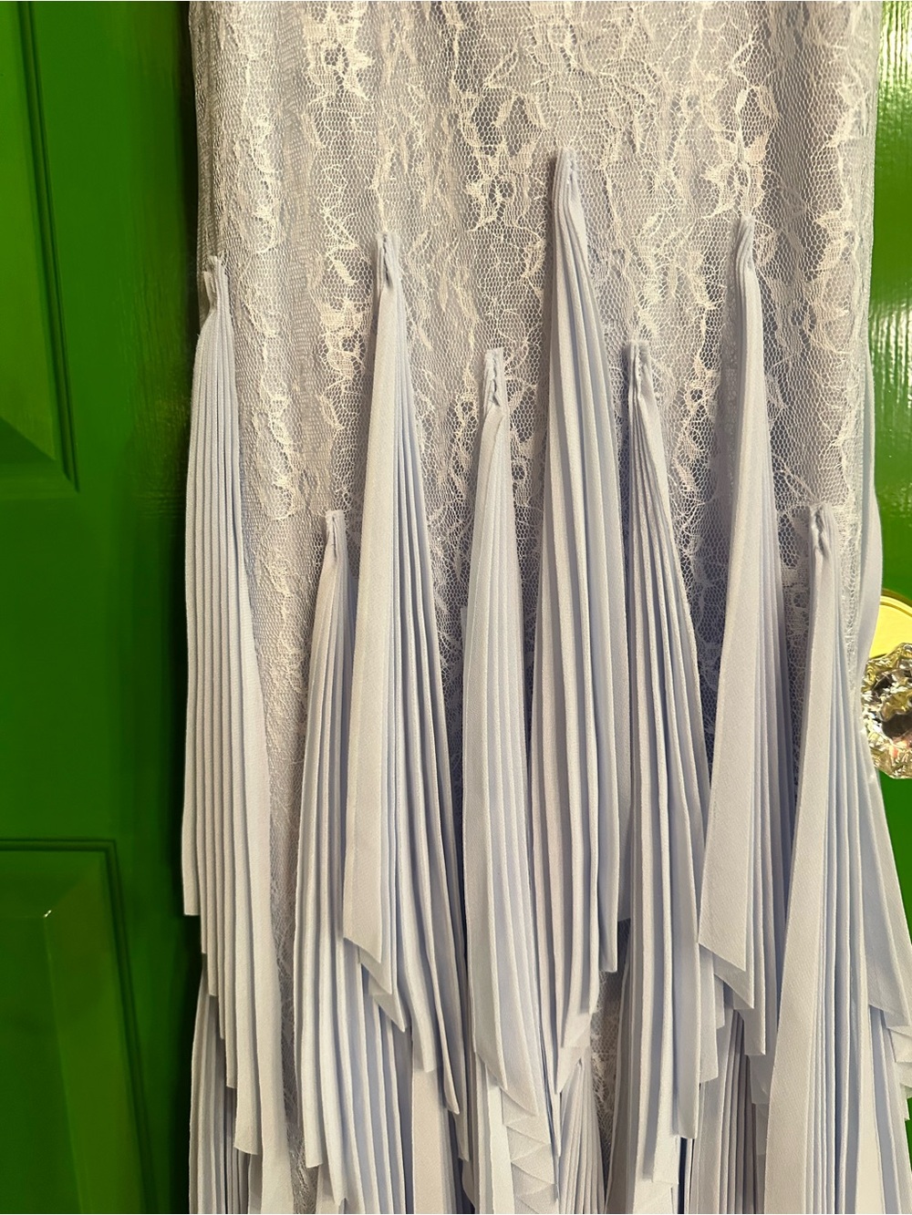 Simkai Gertrude Pleated Chiffon and Lace Gown - Picture 9 of 10